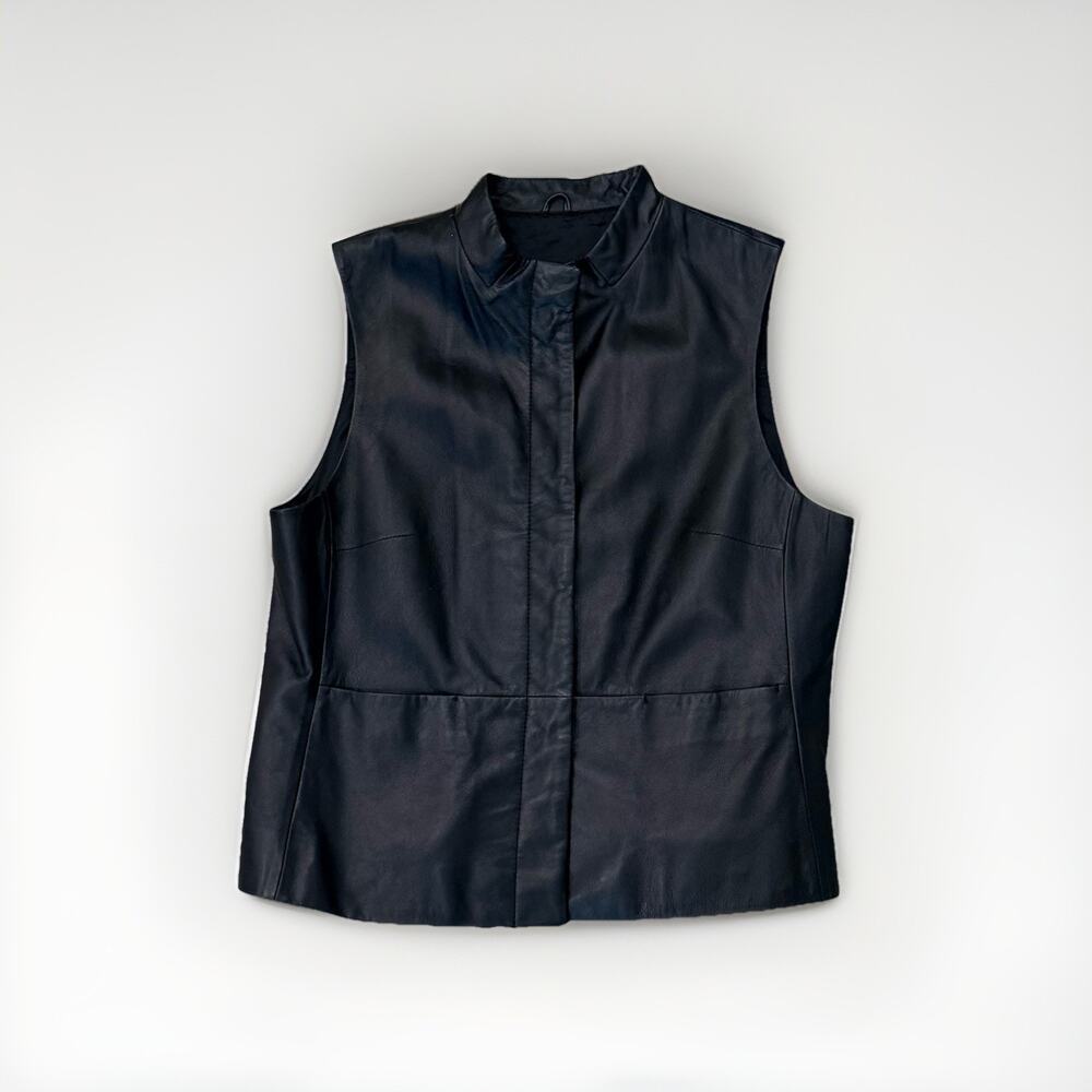 Vintage 90s Leather Vest Top Size Medium Sleeveless Shirt Whimsgoth Goth Black